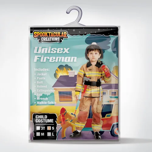 Vista 6 de Disfraz unisex de bombero para Halloween para niño