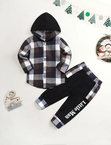 Vista 64 de Conjunto de ropa para bebés y niños pequeños, camisa con capucha y pantalones deportivos para otoño e invierno