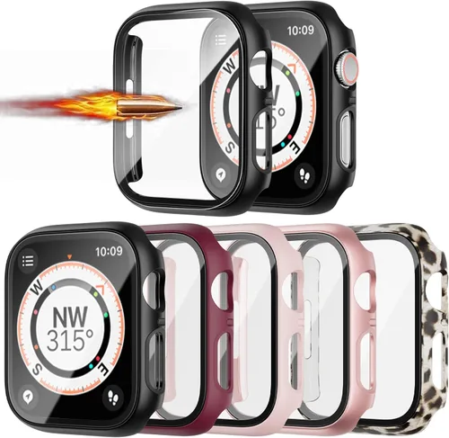 Vista 11 de Paquete de 6 fundas para Apple Watch Series 10 de 42mm con protector de pantalla de vidrio templado, JZK protector delgado con cobertura completa