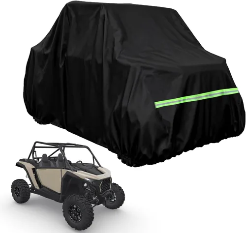 Vista 10 de Funda para UTV de 2 a 3 plazas, 600D resistente, 126 x 70 x 75 pulgadas Waterproof, Windproof, UV Resistant, Reflective Strips, Compatible with