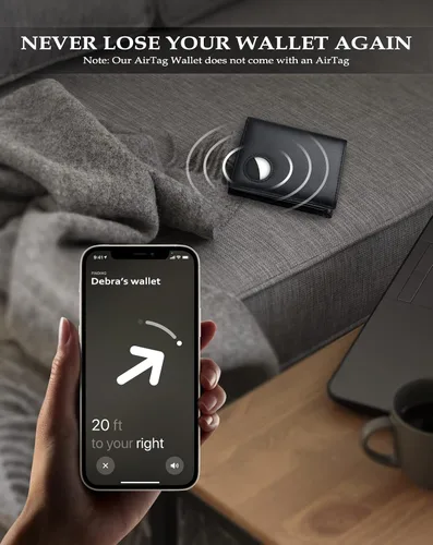 Vista 18 de Swallowmall AirTag Billetera para hombre con bloqueo RFID, de piel auténtica, plegable, para AirTag con 1 ventana de identificación, 13 tarjeteros