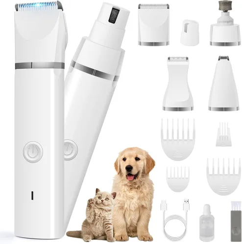 Vista 10 de Veeconn Kit de aseo 4 en 1 para perros con recortadora de pelo de pata para Rosa