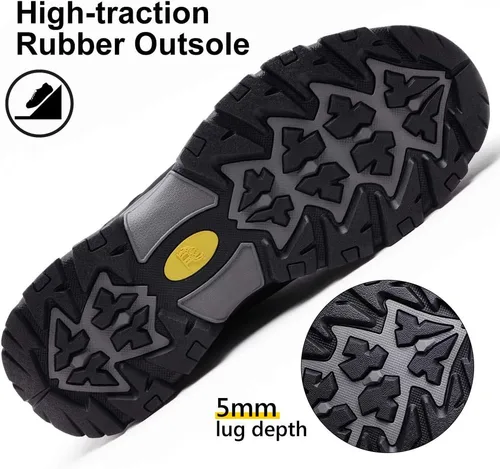 Vista 4 de CAMEL CROWN Zapatos de senderismo para hombre, botas de corte bajo, zapatos de cuero para caminar al aire libre, senderismo, entrenamiento, trabajo