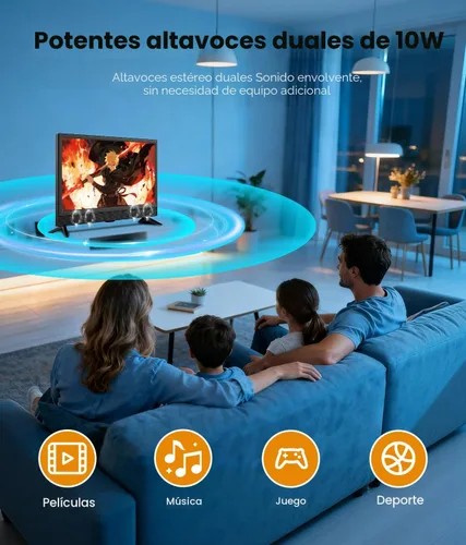 Vista 5 de Feihe Smart TV Full HD de 22 pulgadas Full HD 1080p Smart TV de cocina, televisión de pantalla plana con altavoces estéreo duales ruidosos