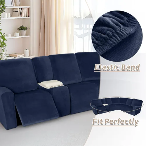 Vista 622 de Arfntevss Fundas de sofá seccional reclinable de terciopelo, Funda de sofá seccional de esquina para sofá reclinable, Funda elástica suave