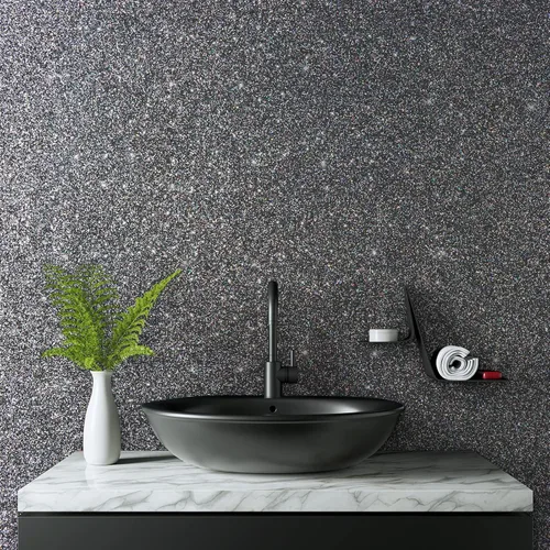 Vista 2 de VaryPaper Papel tapiz holográfico con purpurina de 15.7 x 78.7 pulgadas, para pegar y despegar, color gris, autoadhesivo, extraíble, papel