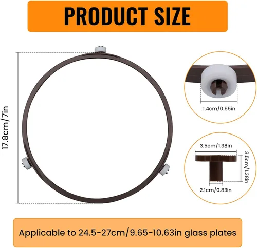 Vista 2 de Anillo de rodillo de bandeja para horno de microondas de 7 pulgadas, anillo giratorio de microondas con núcleo giratorio, bandeja de soporte