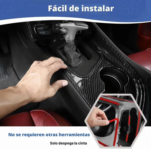 Vista 5 de RT-TCZ para Challenger Cubierta de Recorte de Panel de Cambio de Marchas de Fibra de Carbono de la Consola Central para Dodge Challenger 2015-2023