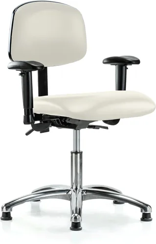 Vista 91 de PERCH - Silla giratoria con ruedas para alfombra o linóleo, cromado, Textil, Tela negra