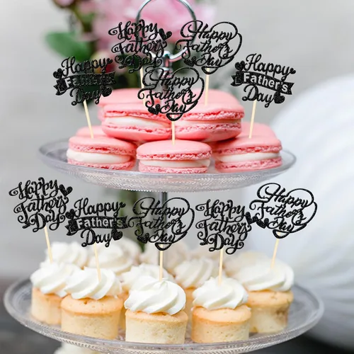 Vista 5 de 24 adornos para cupcakes con purpurina para el Día del Padre, con purpurina, corazón, amor, padre, mejor papá, decoración de cupcakes para feliz día