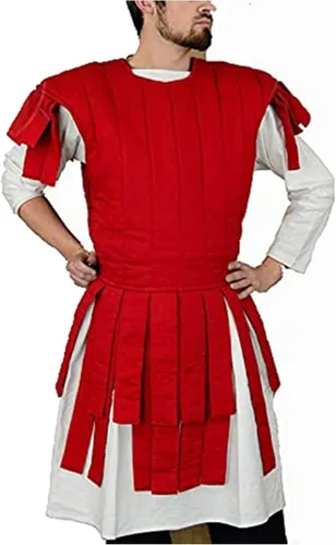 Vista 3 de ITS Medieval - Chaqueta gruesa acolchada de tela de algodón sin mangas para Subarmalis romana Gambeson Blanco