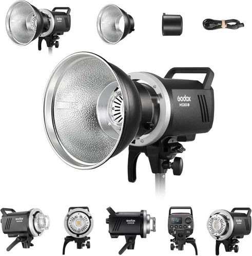 Vista 7 de Godox MS300V 300Ws Studio Strobe Flash Monolight con montaje Bowens Upgraded 10W Modeling Lamp, Built-in 2.4G Wireless X System, 5600K, 0.1-1.8s
