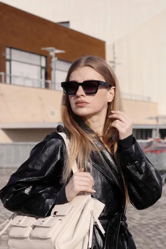 Vista 2 de VISOONE Fashion 100% UV400 Rectangle TR90 Sunglasses for Women Men Negro/Gris