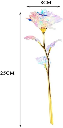 Vista 2 de Rosa artificial de imitación chapada en papel de aluminio, flor artificial para el día de San Valentín, Día de la Madre, cumpleaños, regalos de amor