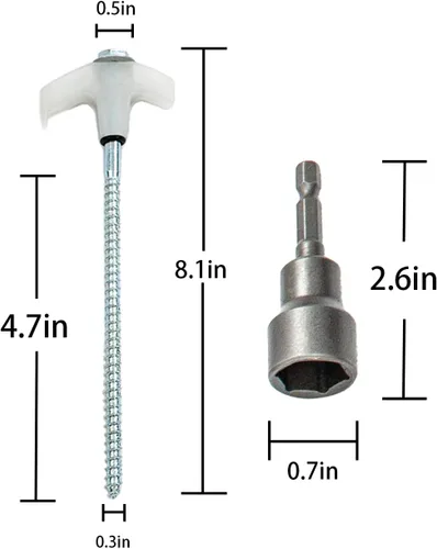 Vista 2 de 15 estacas roscadas súper resistentes para tienda de campaña, estilo tornillo, que brillan en la oscuridad, con adaptador de taladro hexagonal