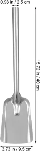 Vista 4 de Veemoon Pala de cenizas para estufa de chimenea, pala con mango largo, ceniza de carbón de hierro forjado para cocina, chimenea y limpieza