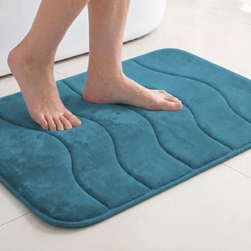Vista 34 de Flamingo P Alfombra de Baño de Espuma Viscoelástica Tapetes de Baño Alfombra Antideslizante Absorbente de Agua para Ducha, 24x17 pulgadas, Verde Aqua