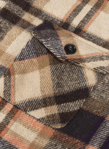 Vista 9 de JMIERR Camisas de franela para hombre, estilo casual, con botones, manga larga, a cuadros, chaquetas ligeras con bolsillos