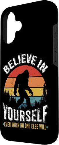 Vista 2 de Funda inspiradora para iPhone 16 Believe in Yourself Retro Bigfoot Sasquatch