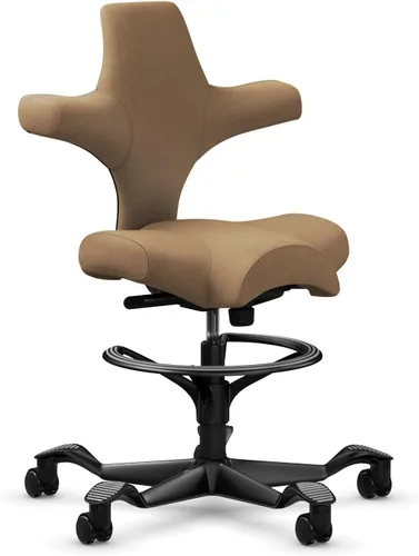 Vista 51 de HAG Capisco Sit to Stand - Silla de pie con marco negro, tapizada de ónix negro con anillo para el pie Negro Onyx