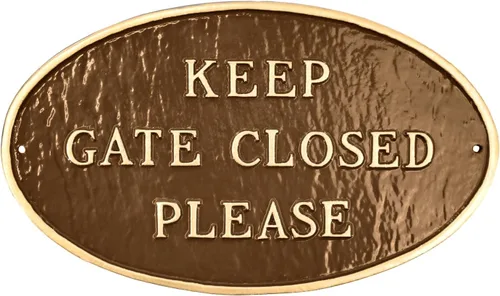 Vista 4 de Montague Metal Products - Letrero de placa con texto en inglés "Keep Gate Closed Please State" - Letrero de puerta - Placa de pared o césped cerrada