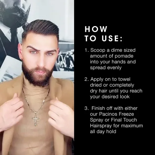 Vista 5 de Pacinos Sleek - Pomada de sujeción extra con brillo, definición de larga duración, todo tipo de cabello, 2 onzas líquidas