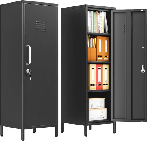 Vista 14 de Gabinete de almacenamiento de casillero de metal de 24.5"H con cerradura - Gabinete pequeño con cerradura para empleados, gabinete de casillero