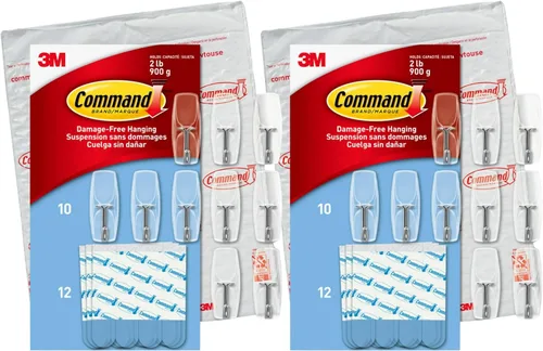 Vista 15 de Command Ganchos de palanca de alambre transparente medianos, 6 ganchos y 8 tiras, ganchos de pared colgantes sin daños para colgar decoraciones