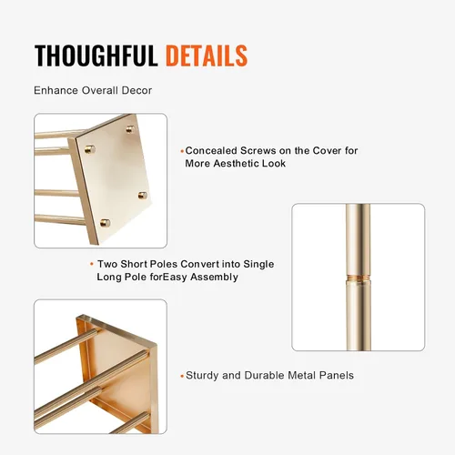 Vista 5 de VEVOR 4 soportes de flores de metal dorado para boda, 23.6 pulgadas de alto con laminado de metal, soportes geométricos de jarrón, estante