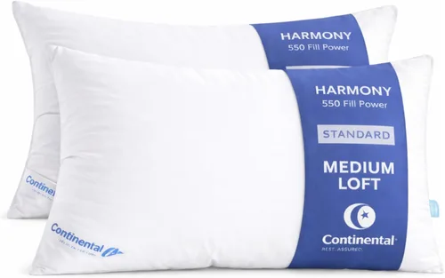 Vista 25 de Continental Bedding Harmony White Goose Down Pillow 550 Fill Power Medium Loft 100% algodón 300 hilos Shell tamaño estándar 1 paquete fabricado