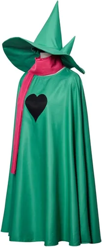 Vista 2 de VintageCos Deltarune Ralsei Cosplay - Capa con capucha y gorro y bufanda, disfraz de Halloween para adultos