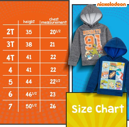 Vista 6 de Nickelodeon 2 Pack Spongebob and Rugrats Soft Fleece Hoodies for Boys, Lightweight Graphic Pullover Sweatshirts