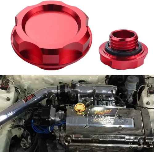 Vista 6 de Dewhel Tapa de Tanque de Llenado de Aceite de Motor Billet para Honda Acura Civic TL Color Negro