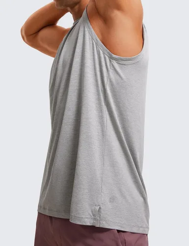 Vista 3 de CRZ YOGA Camiseta sin mangas de entrenamiento para hombre, de secado rápido, elástica, para natación, atlética, gimnasio, correr, playa, camiseta