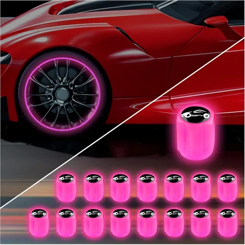 Vista 22 de 16 PCS tapones fluorescentes para vástago de válvula de neumático, tapones luminosos para válvula de aire de rueda de automóvil, accesorios