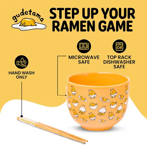 Vista 54 de Silver Buffalo Hello Kitty y sus amigos Chococat - Tazón de cerámica para ramen y arroz con palillos, patrón a cuadros, apto para microondas, 20