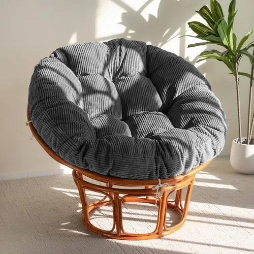Vista 13 de HIGOGOGO Cojín para silla Papasan con funda de corduroy (sin silla), cojín de apoyo de 48 x 48 pulgadas, cojín para silla acolchado, beige