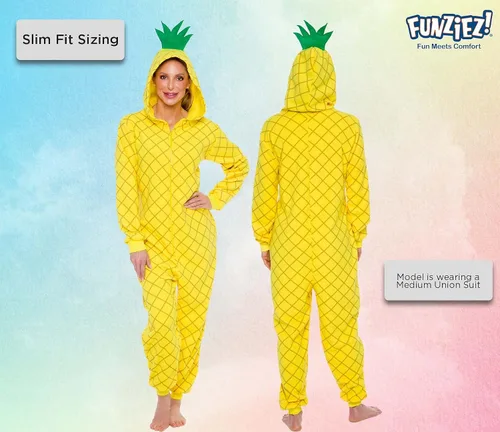 Vista 3 de Slim Pineapple and Avocado Adult Onesie - Food Halloween Costume - One Piece Cosplay Suit for Adults Women and Men FUNZIEZ