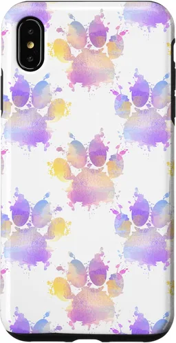 Vista 7 de iPhone 15 Watercolor Paint Splatter Dog Paw Print Case
