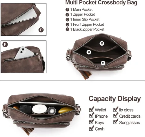 Vista 3 de CLUCI Bolsos para mujeres, bolsos cruzados para mujeres, bolso cruzado, bolso cruzado con correa ancha ajustable