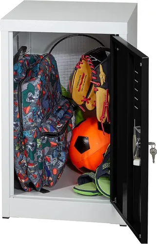 Vista 5 de AdirOffice Armario de almacenamiento de metal de acero para niños, organizador de almacenamiento resistente con llave y varillas para colgar