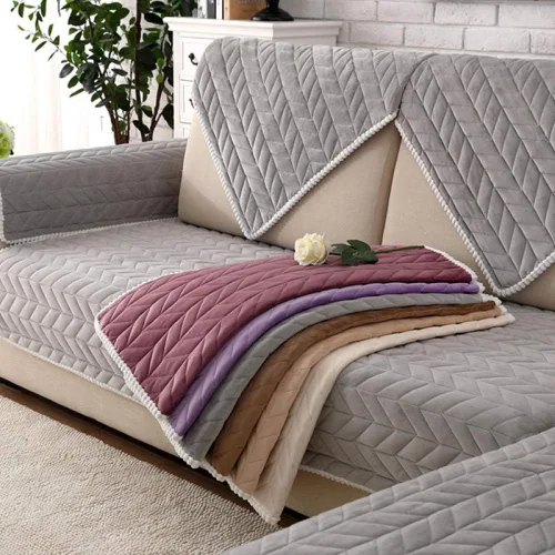 Vista 7 de Funda de sofá de tela, funda de sofá seccional para mascotas y perros, protector de muebles de sala de estar, acolchado transpirable, funda de sofá