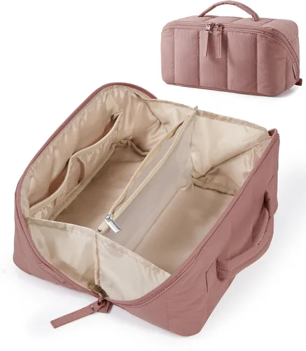 Vista 27 de BAGSMART Bolsa de Maquillaje de Viaje para Mujeres, Estuche Cosmético Portátil Resistente al Agua, Organizador de Maquillaje Acolchado Abultado
