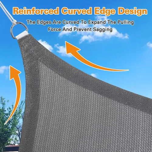 Vista 4 de Artpuch Toldo parasol rectangular de 5 x 10 pies, color gris oscuro con bordes curvos, tela permeable de grado comercial de 6.35 oz/m² para patio al