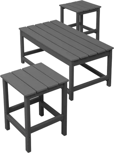 Vista 5 de WestinTrends Malibu - Juego de mesa auxiliar y café para silla Adirondack, 3 piezas, color gris