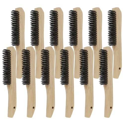 Vista 8 de VASTOOLS Paquete de 6 cepillos de alambre para limpiar escoria de soldadura, óxido y polvo. Cepillo de acero al carbono resistente de 10 pulgadas