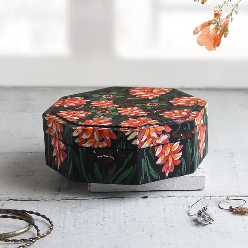 Vista 3 de storeindya Joyero de madera para baratijas cajas de recuerdo hechas a mano Navidad Acción de Gracias caja organizadora caja organizadora decoración