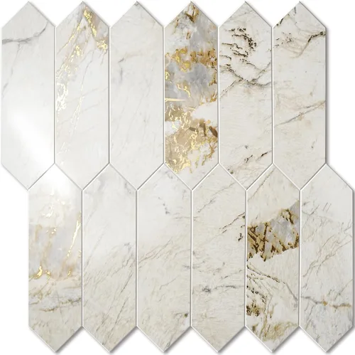 Vista 12 de Vamos Tile 1 hoja de azulejos brillantes con veta de mármol de madera para protector contra salpicaduras, despegar y pegar, azulejos de pared