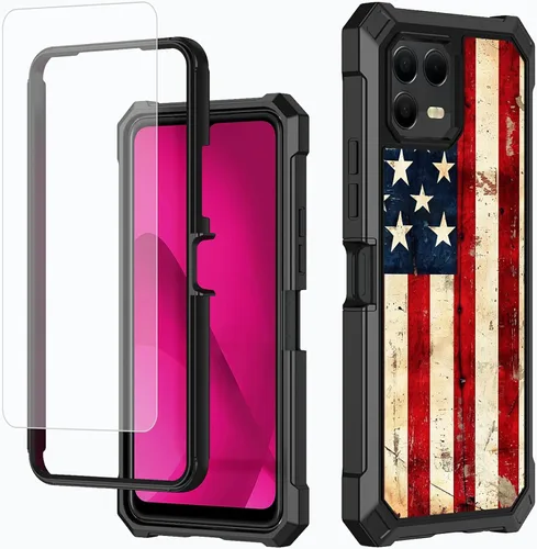 Vista 49 de Funda para T-Mobile Revvl 7 de 6.6 pulgadas con protector de pantalla, policarbonato duro de doble capa resistente y TPU suave a prueba de golpes