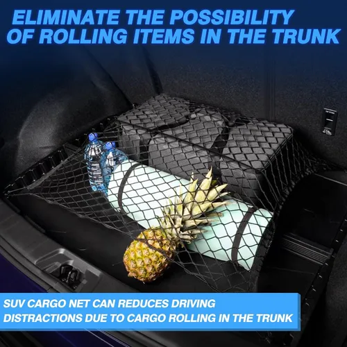 Vista 2 de Mictuning Upgraded 41"x30" organizador de carga neta auto camión de malla elástica de carga trasera – Ajuste Universal para SUV camiones mini